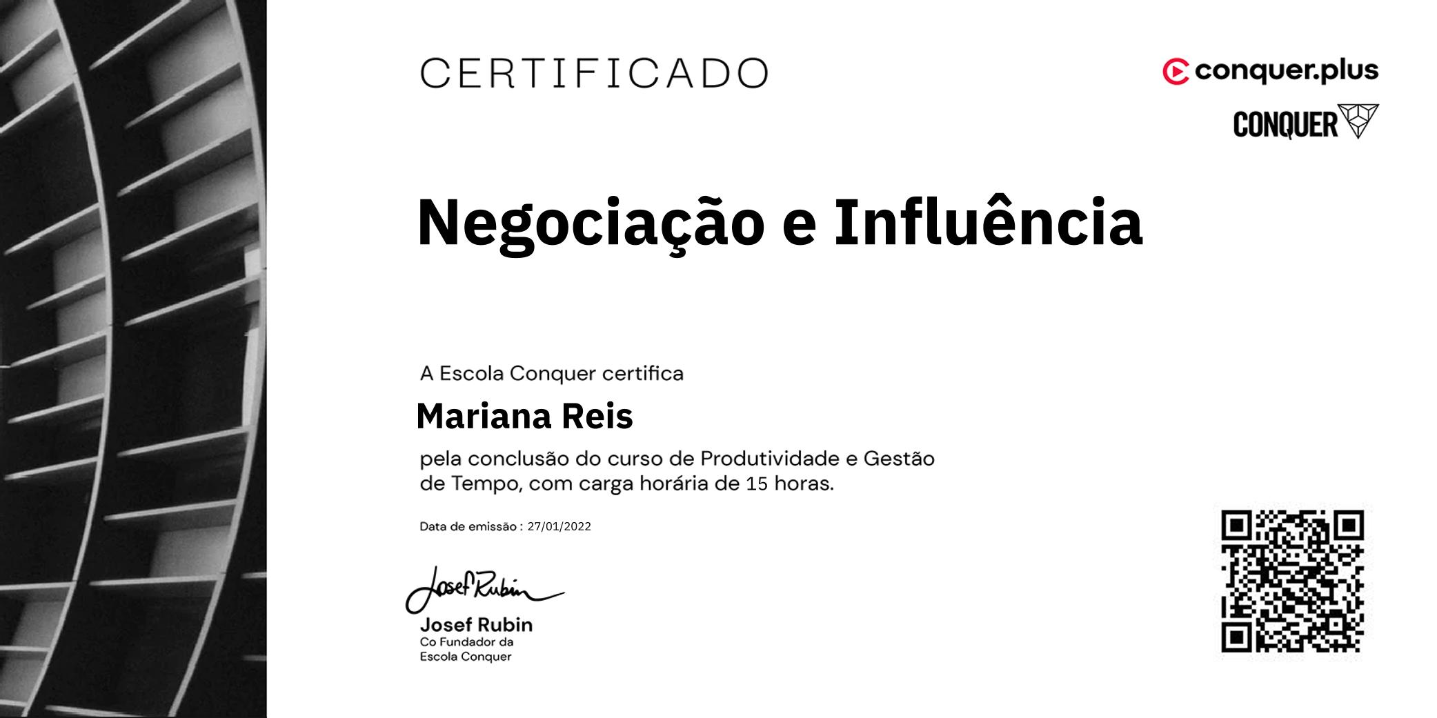 Certificado de Negociação e Influência